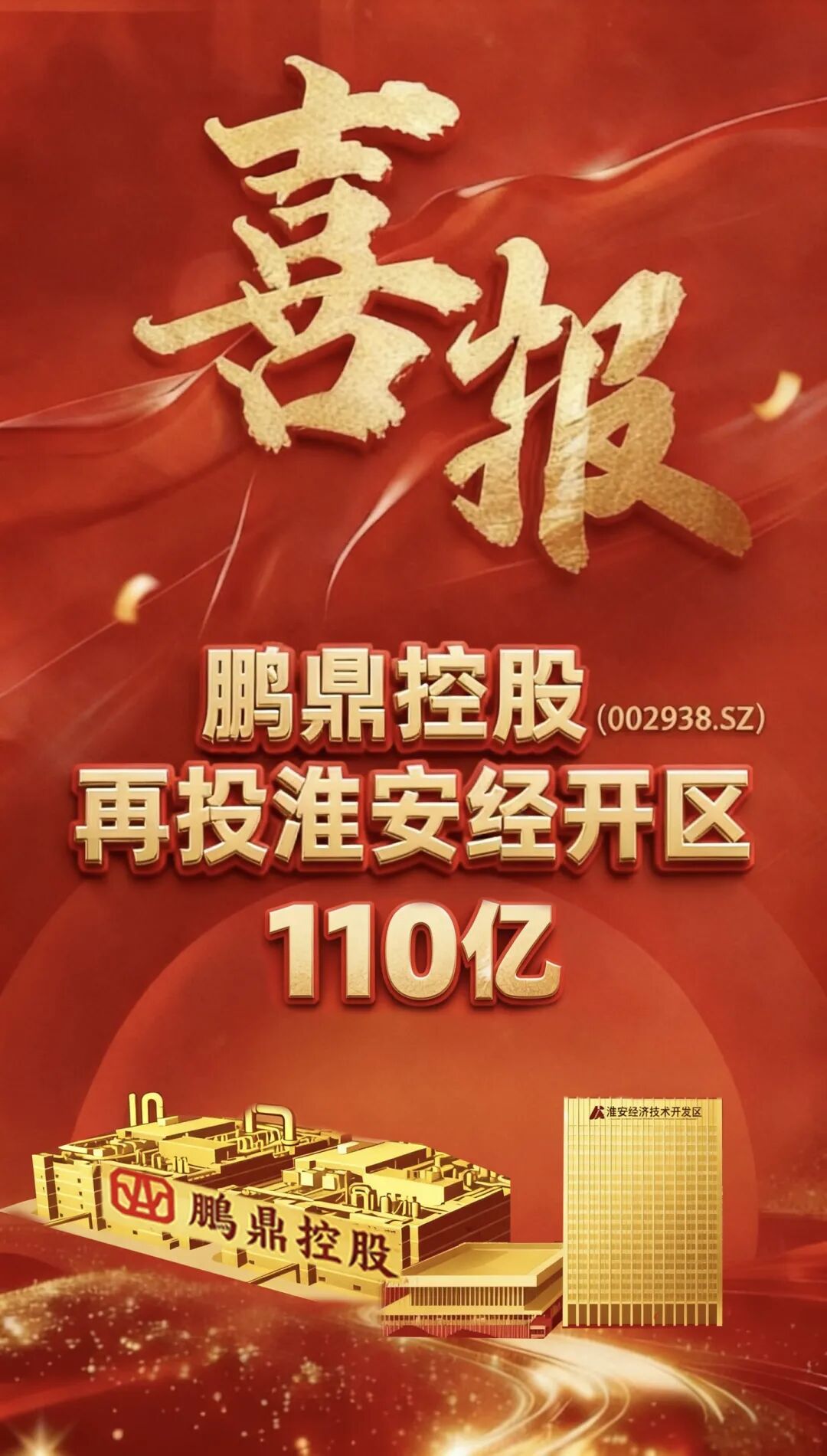 鹏鼎控股（002938.SZ）公告：110亿元再投淮安经开区！